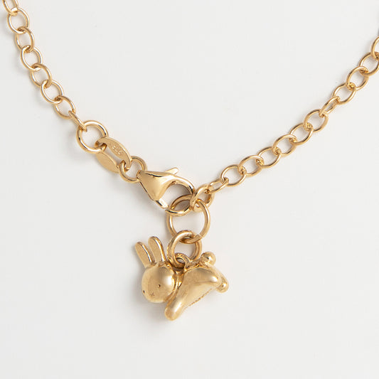 Licensed To Charm Close-up of Miffy Leaping Rabbit Charm Bracelet in 18ct gold vermeil, handmade in the UK