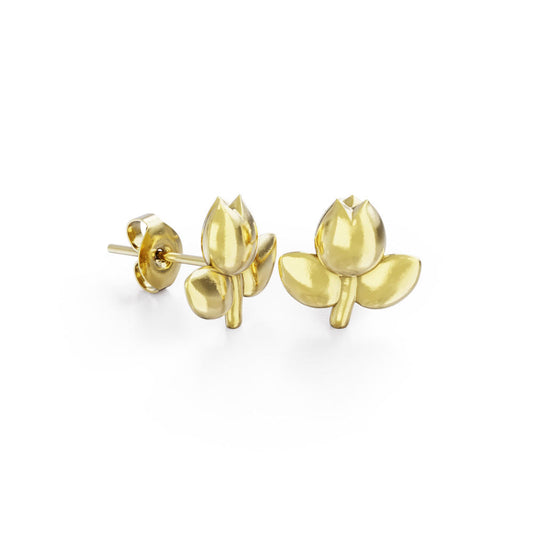 Miffy Tulip Flower Stud Earrings 18ct Gold Vermeil by Licensed To Charm
