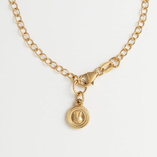 Miffy Mini Coin Charm Bracelet in 18ct gold vermeil, featuring Miffy’s face within a traditional Chinese lucky coin design. A symbolic and elegant gift.
