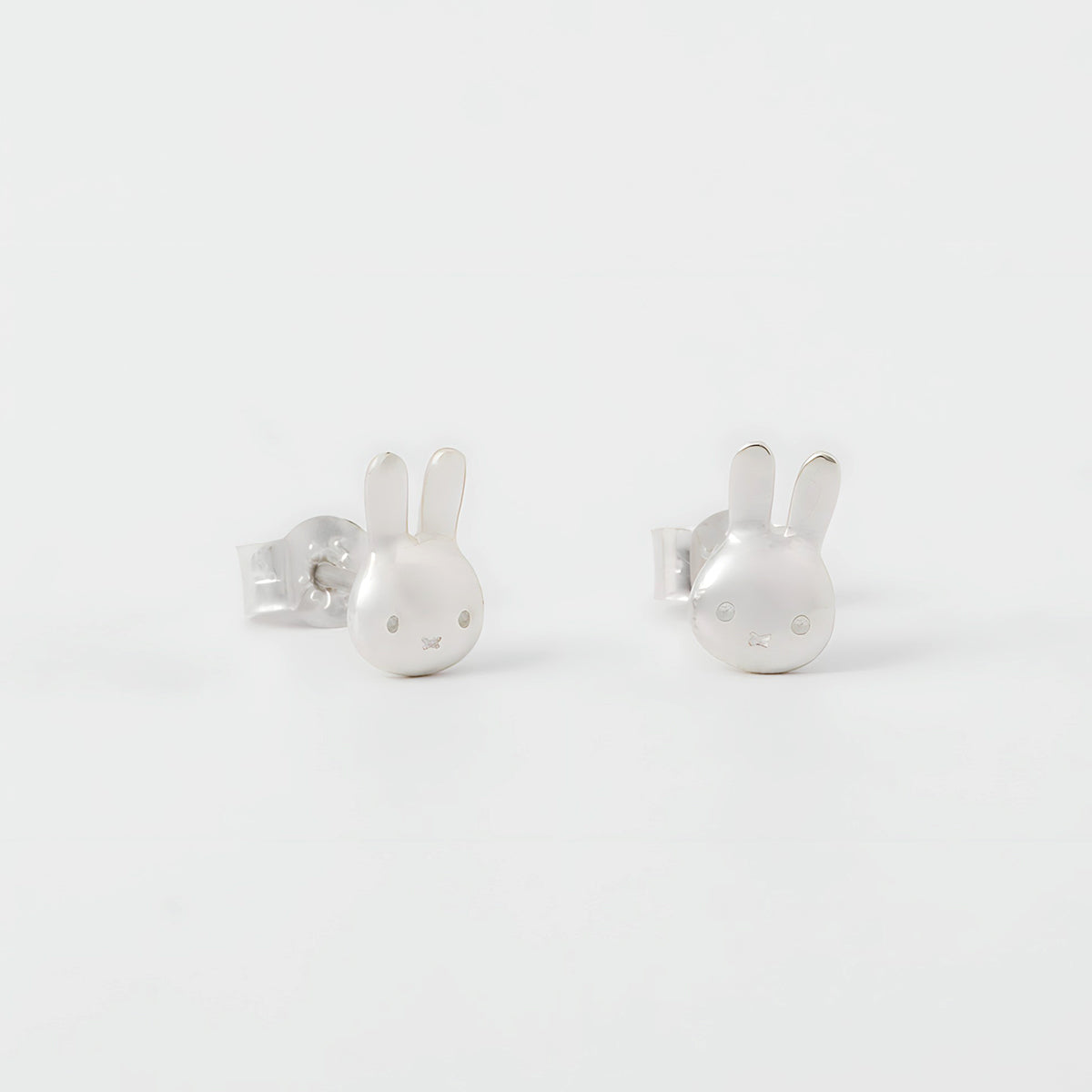 Miffy Rabbit Head Stud Earrings Sterling Silver 