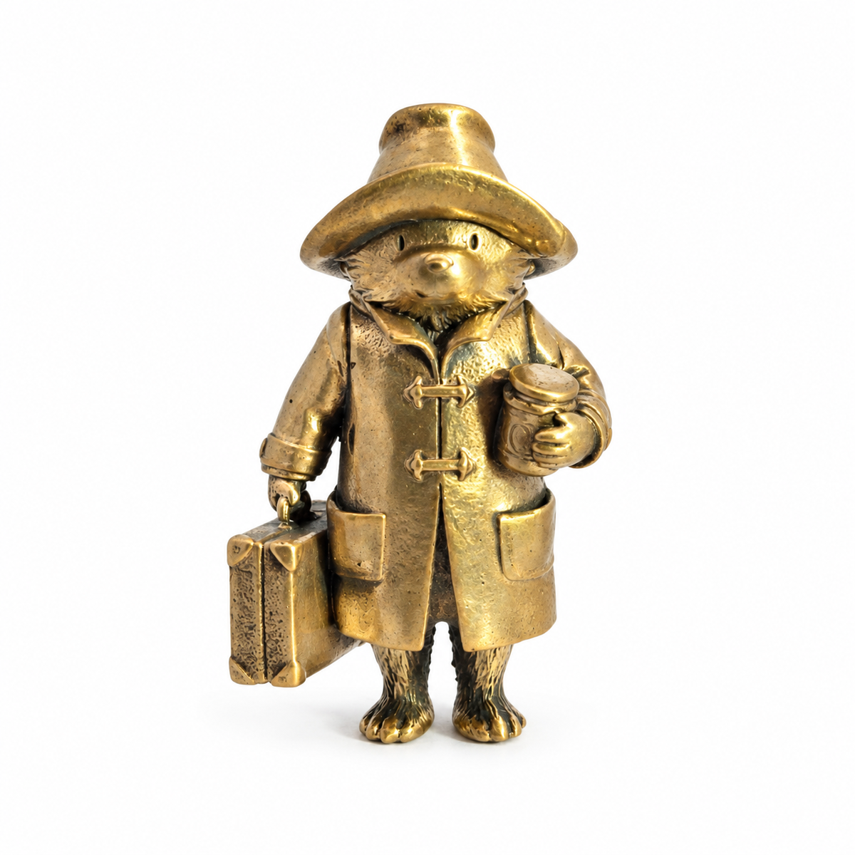 Paddington Bear miniature bronze figurine with suitcase and marmalade jar