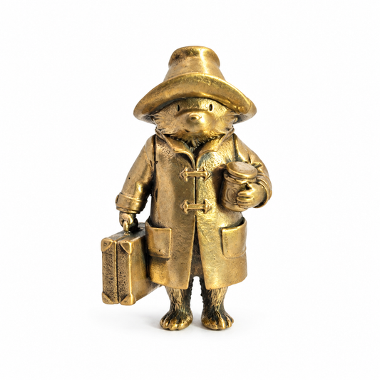 Paddington Bear miniature bronze figurine with suitcase and marmalade jar