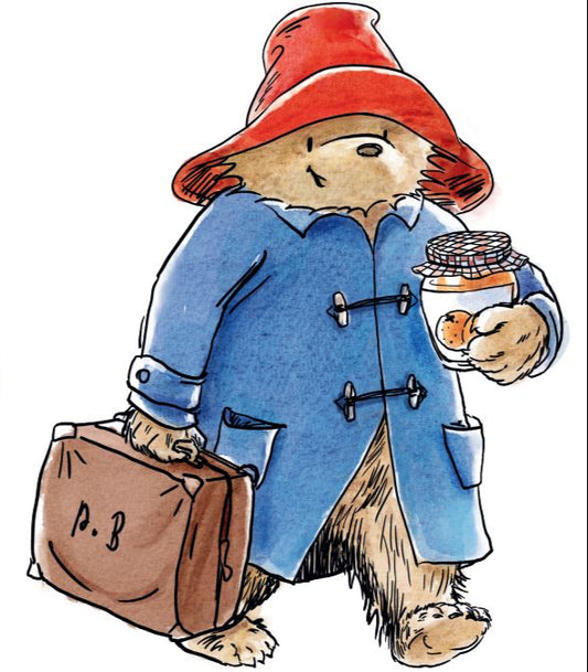 Illustration of Paddington Bear in floppy hat used as inspiration for officially licensed jewellery charm