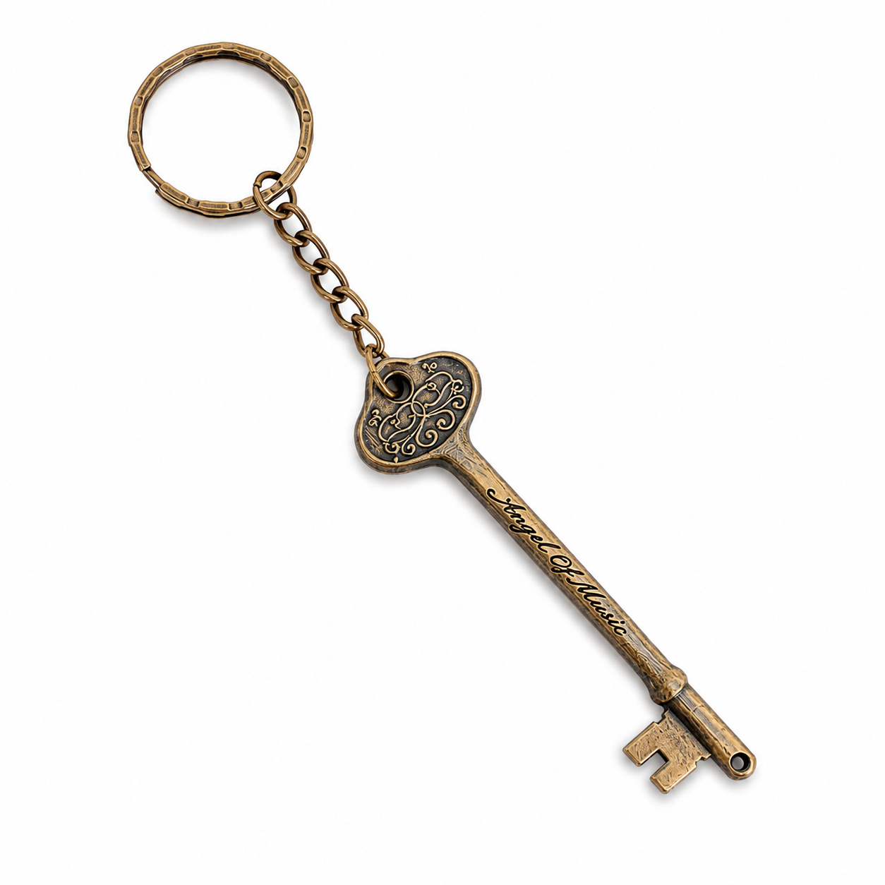 Licensed To Charm officially licensed Phantom of the Opera Angel of Music bronze keyring with split ring and link chain