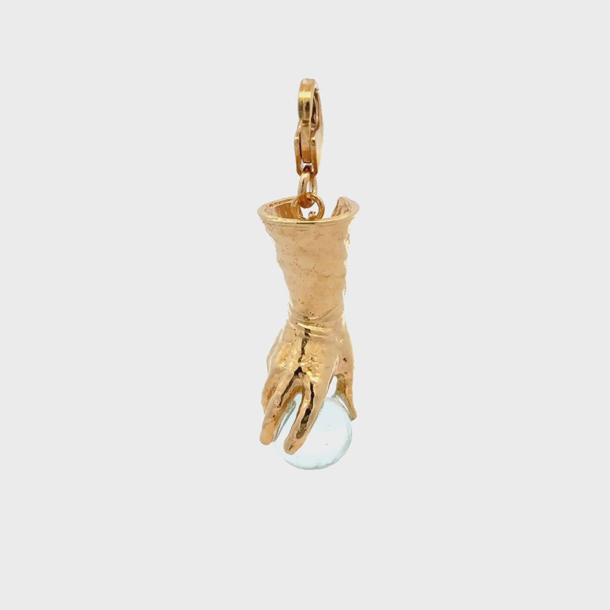 Licensed To Charm Gold vermeil Goblin King’s Crystal Ball Clip-On Charm – 360 view showing all detail - replica of the Goblin Kings Hand