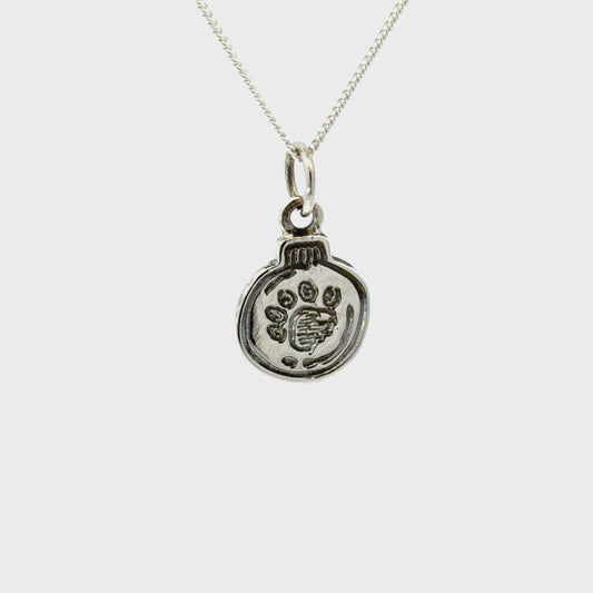 Licensed To Charm sterling silver Paddington paw print bauble necklace 360 video showing product