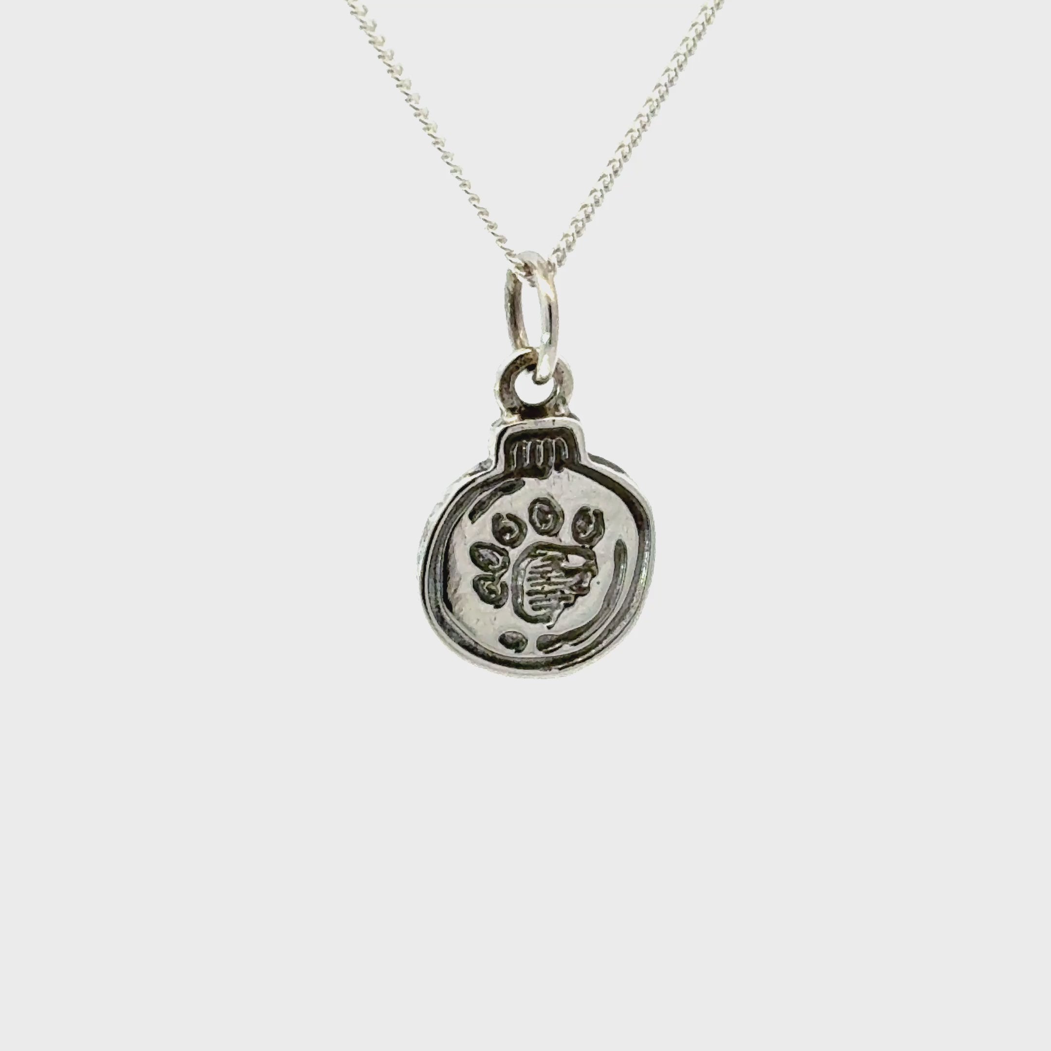 Licensed To Charm sterling silver Paddington paw print bauble necklace 360 video showing product