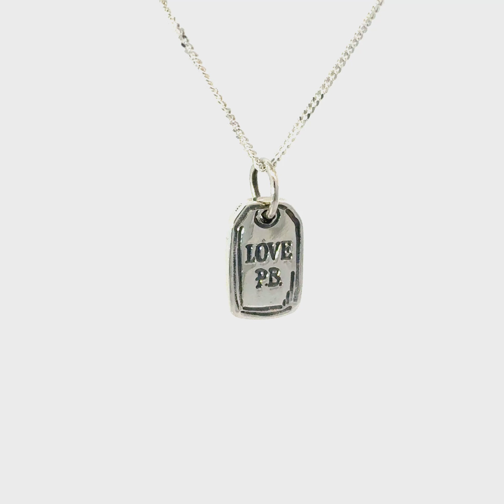 Paddington™ Mini Love PB Luggage Tag Necklace (Sterling Silver)
