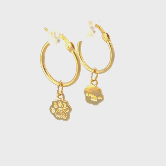 Paddington™ Paw Hoop Earrings (18ct Gold Vermeil)