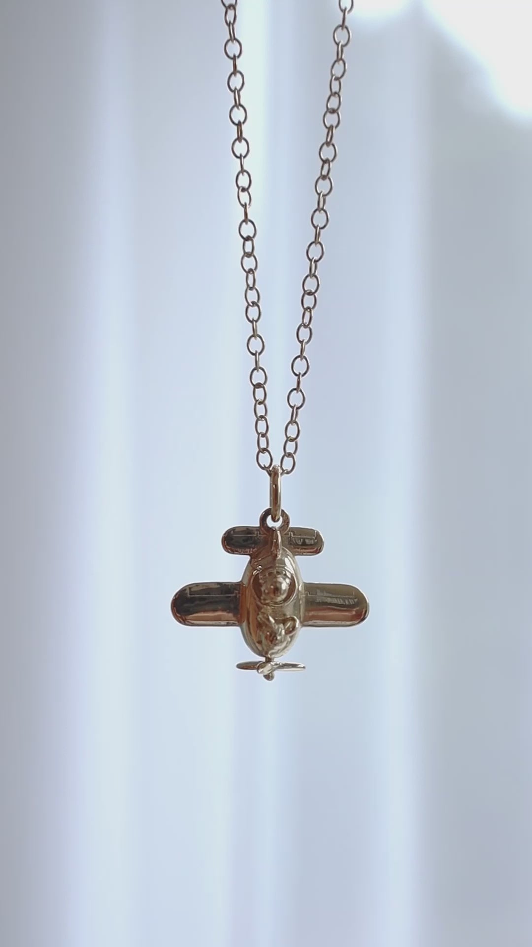 Gromit in a Plane Necklace (18ct Gold Vermeil)