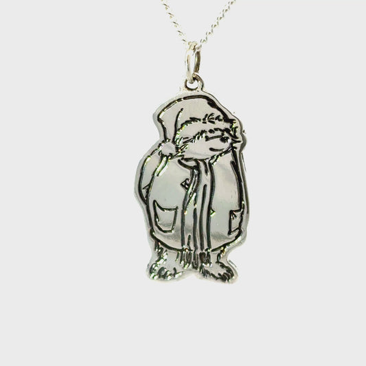 Licensed To Charm sterling silver Paddington necklace wearing Santa hat turnaround showing all detail