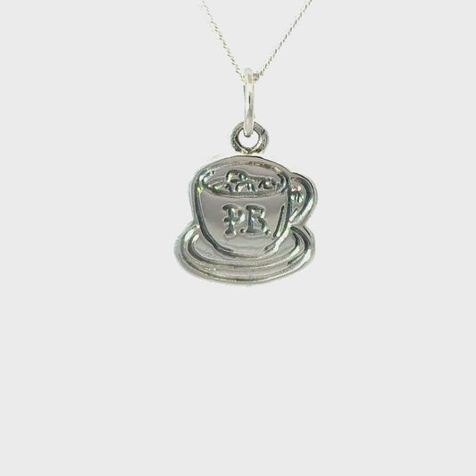 Licensed To Charm sterling silver hot chocolate cup necklace inspired by Paddington - 360 turnaround video