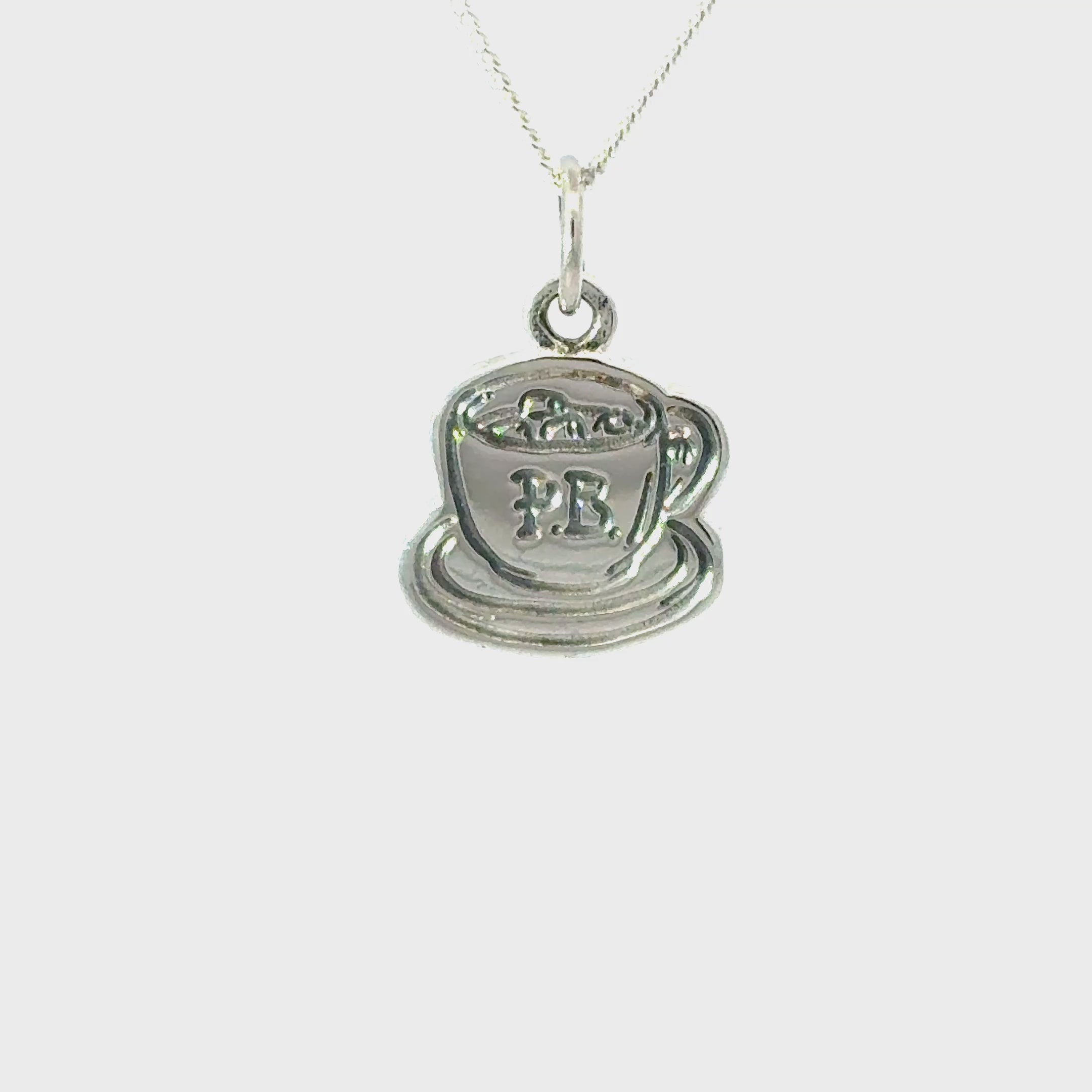 Licensed To Charm sterling silver hot chocolate cup necklace inspired by Paddington - 360 turnaround video