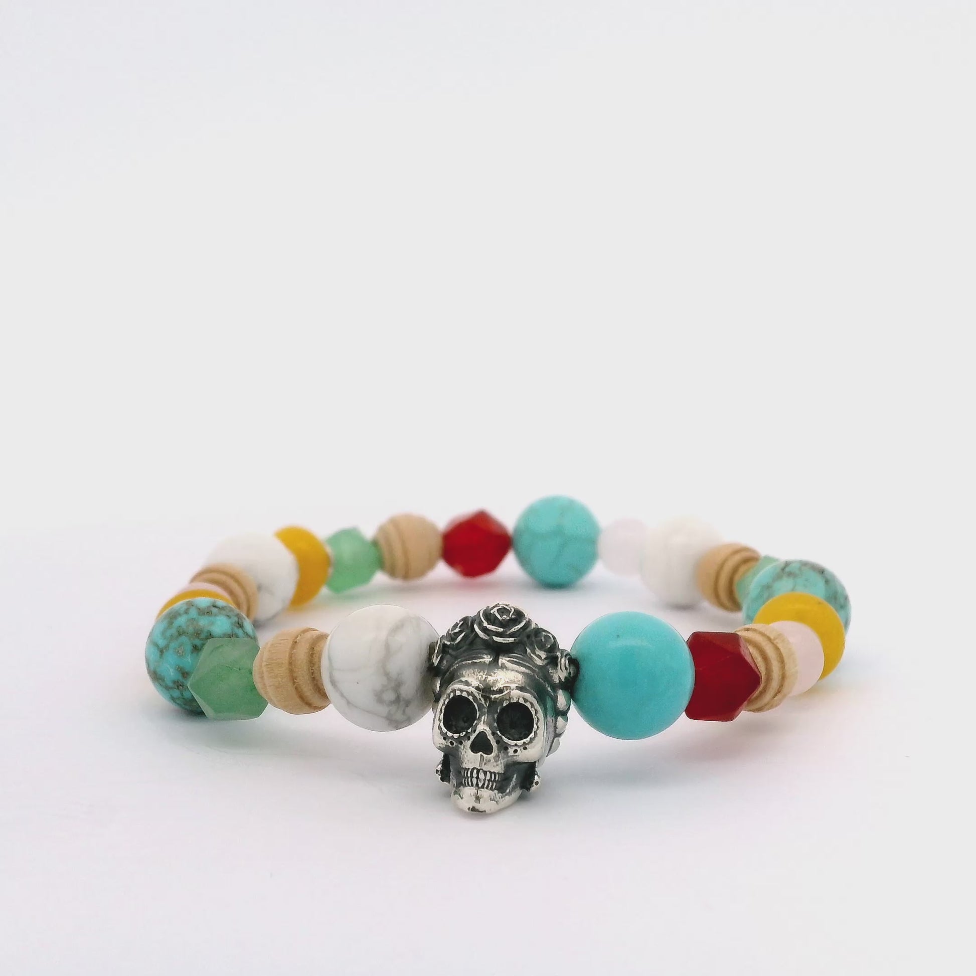 Frida Kahlo Beaded Sugar Skull Stretch Bracelet