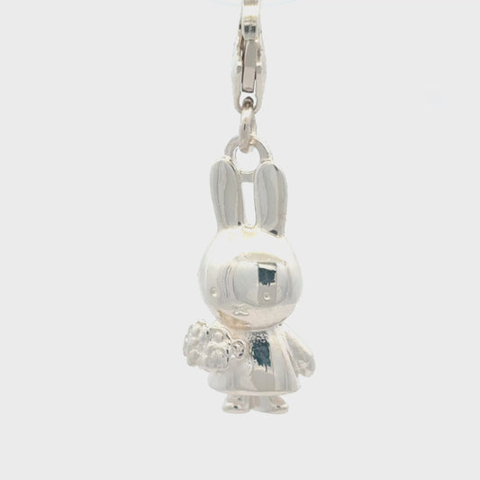 Miffy Holding Flowers Clip-On Charm (Sterling Silver)