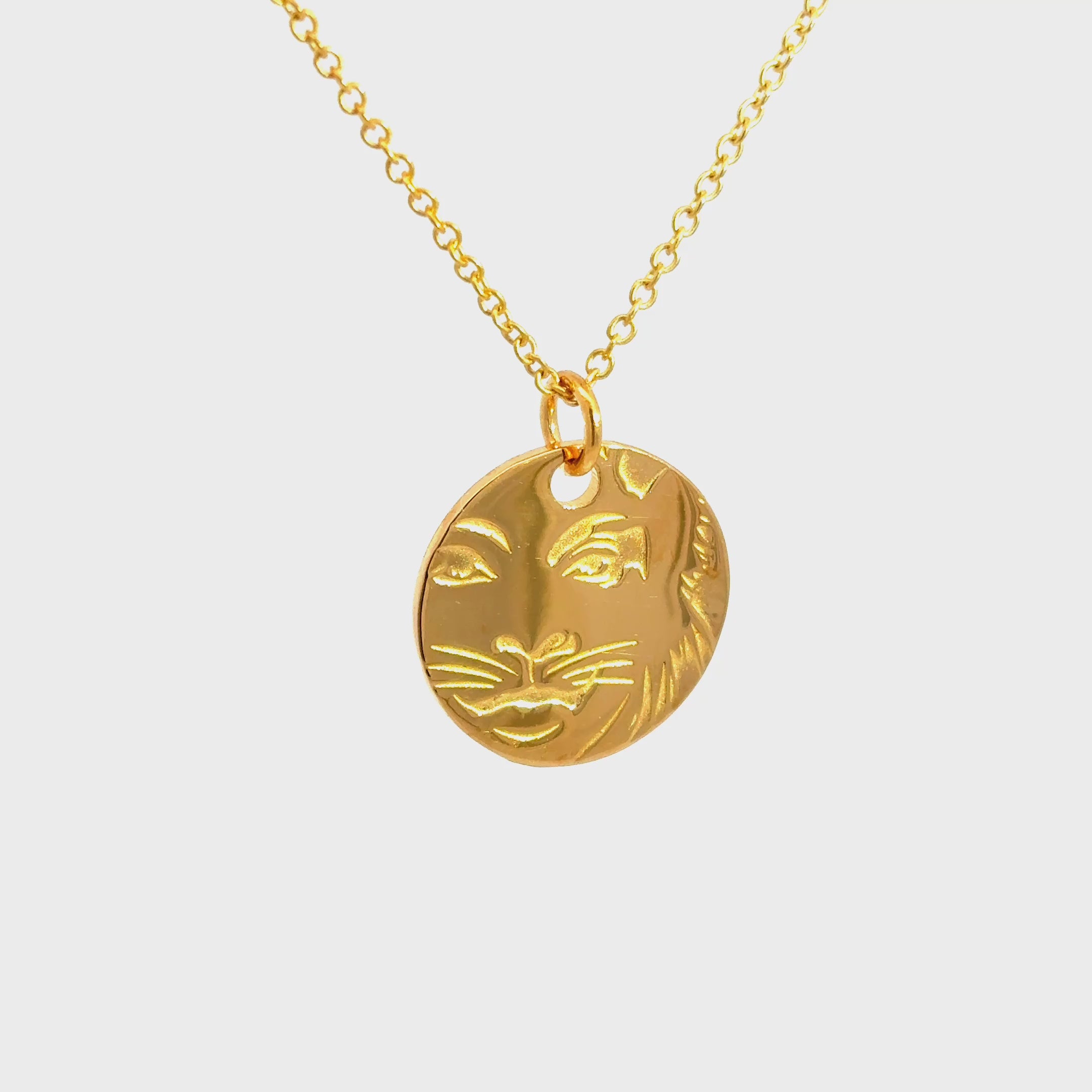 Product video of Licensed To Charm CATS Rum Tum Tugger gold plate necklace, officially licensed musical theatre jewellery for CATS fans