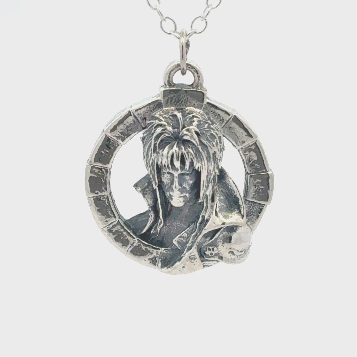 Labyrinth Jareth the Goblin King Necklace Sterling Silver turnaround video 