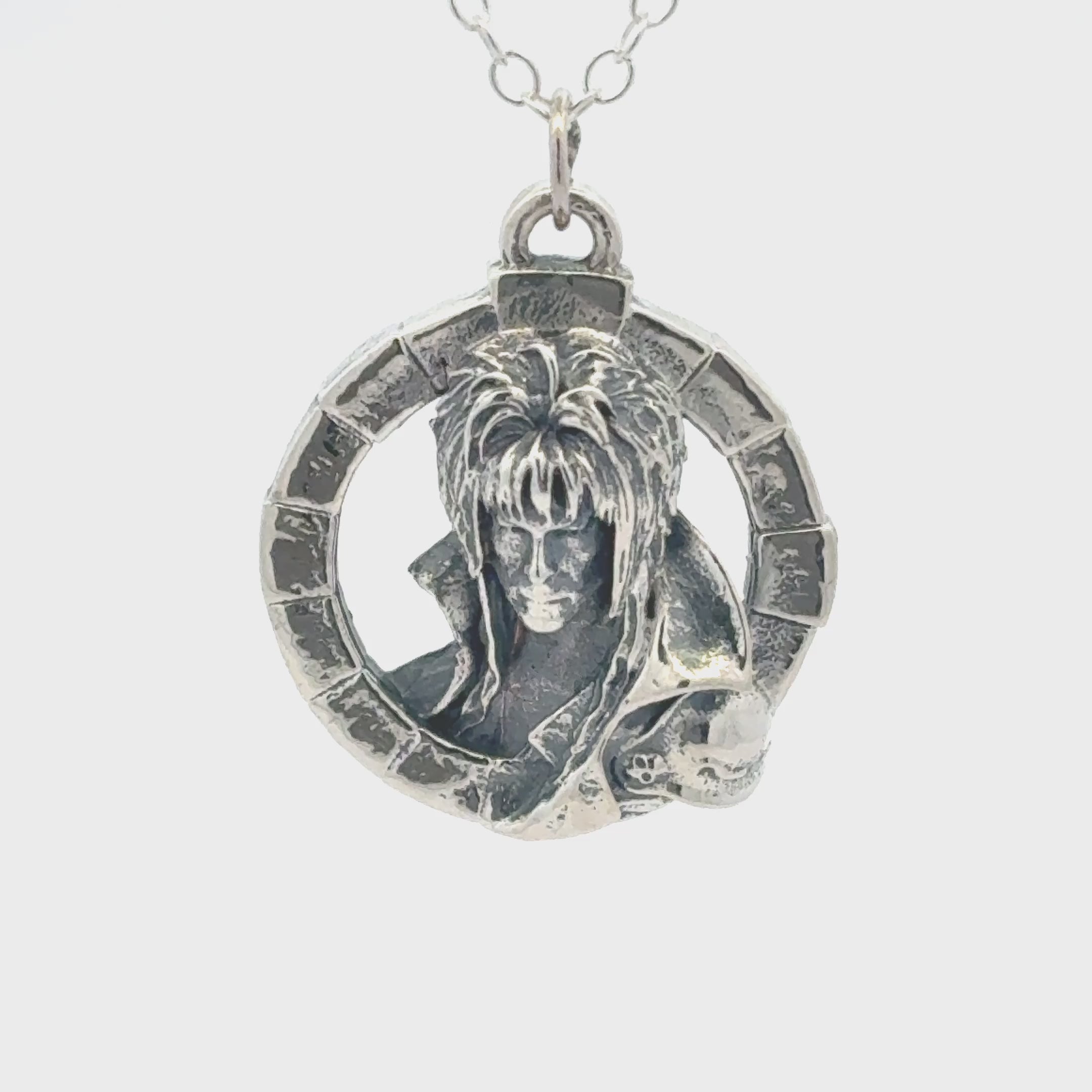Labyrinth Jareth the Goblin King Necklace Sterling Silver turnaround video 