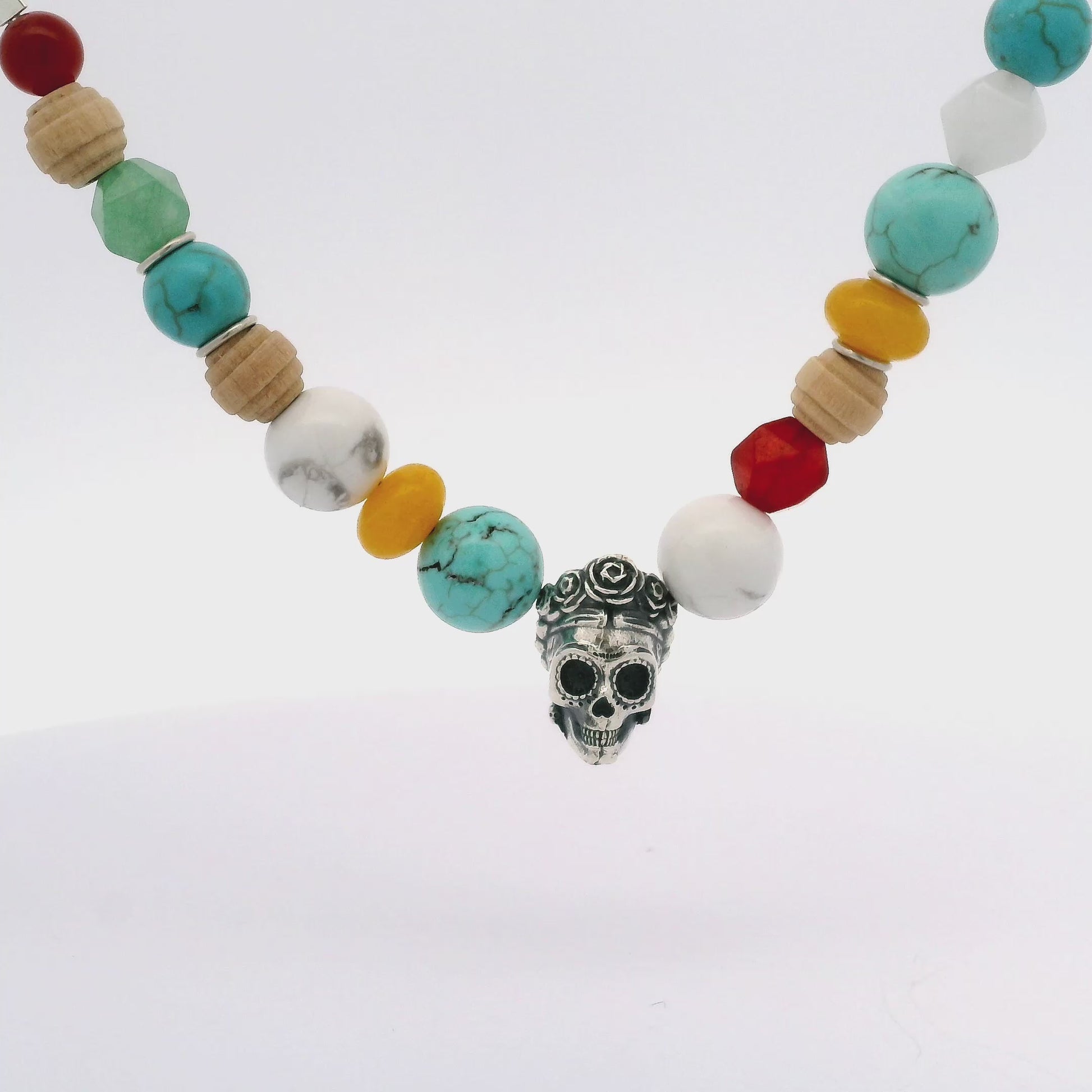 Frida Kahlo Beaded Sugar Skull Necklace