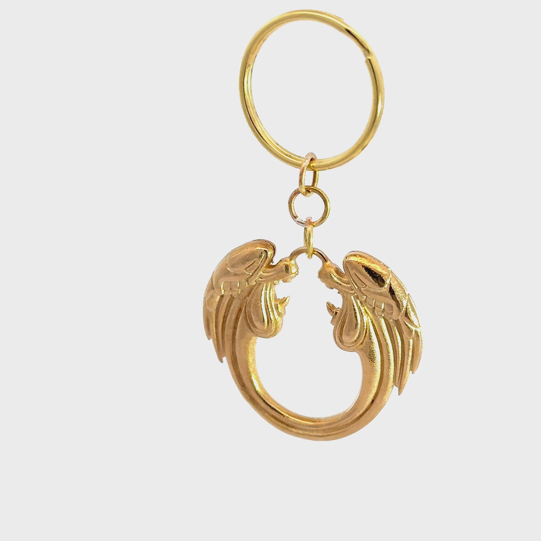 Jesus Christ Superstar ring key ring turnaround video showing every angle in brass, official Andrew Lloyd Webber musical theatre accessory handmade in the UK.