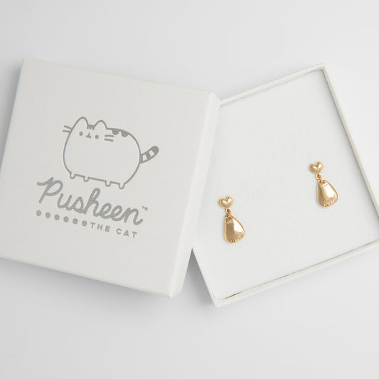Pusheen The Cat Drop Earrings 18ct Gold Vermeil By Licensed To Charm