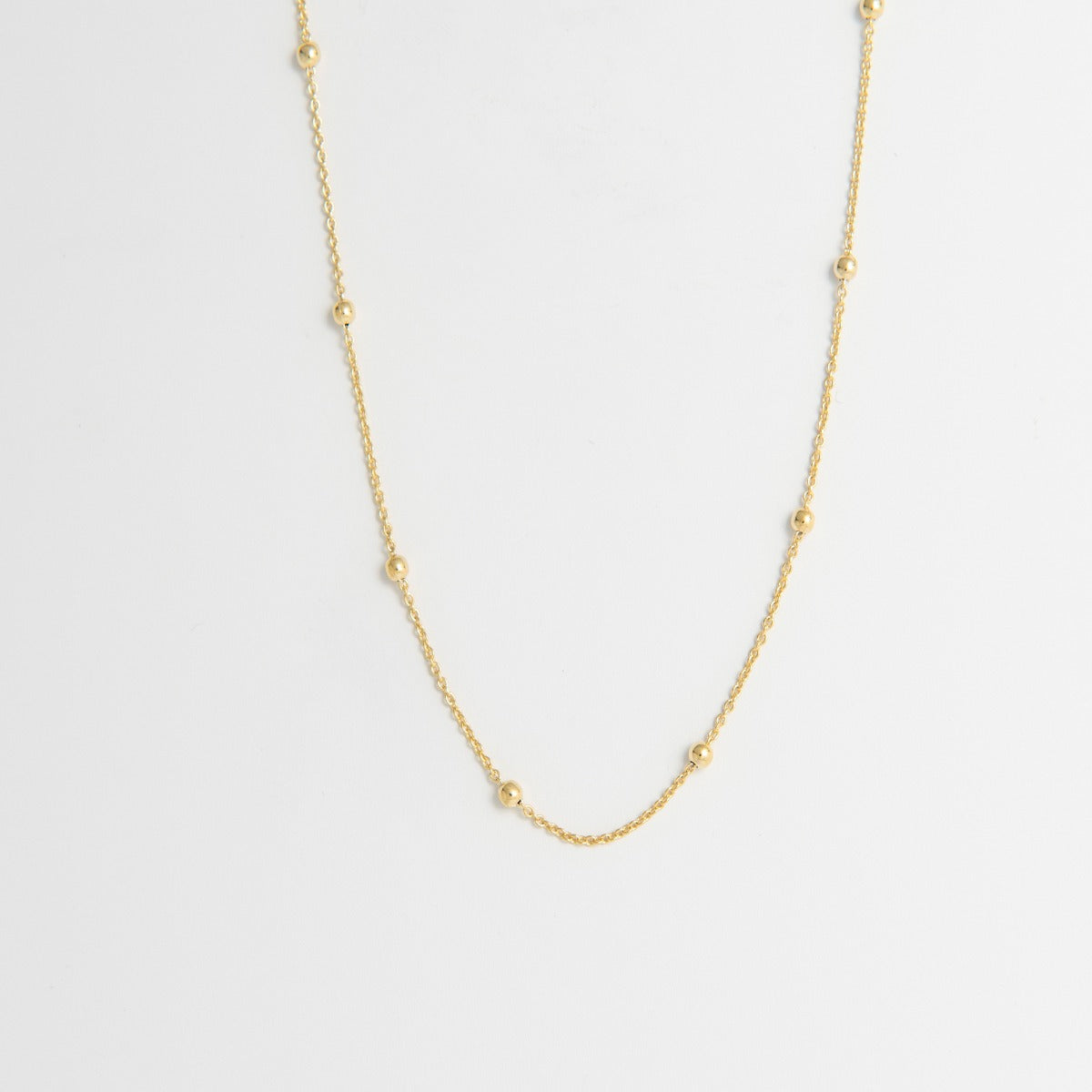 18ct Gold Vermeil Satellite Chain Necklace with delicate polished beads—perfect for layering or wearing solo. Elegant, timeless jewellery for every occasion.