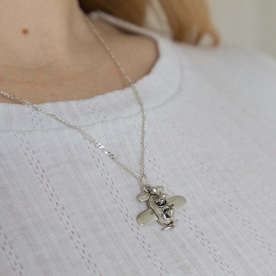 Gromit in a Plane Necklace (Sterling Silver)