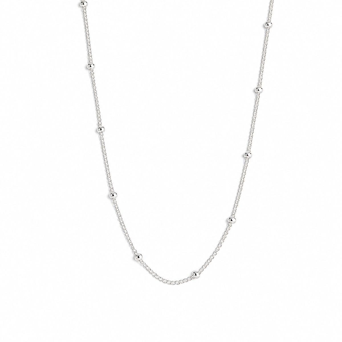 Sterling silver satellite chain necklace with polished bead detailing