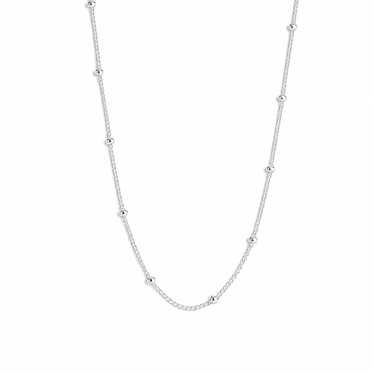 Sterling silver satellite chain necklace with polished bead detailing