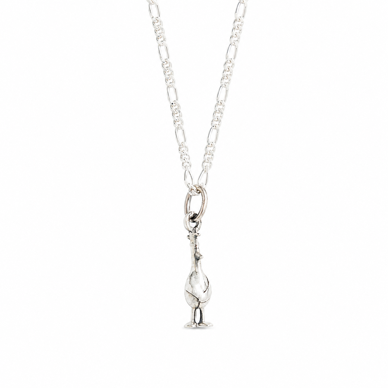 Sterling silver Feathers McGraw necklace on a fine silver chain, shown on a clean white background.