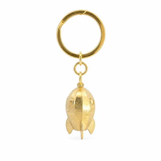 Wallace & Gromit Rocket Keyring handmade in brass