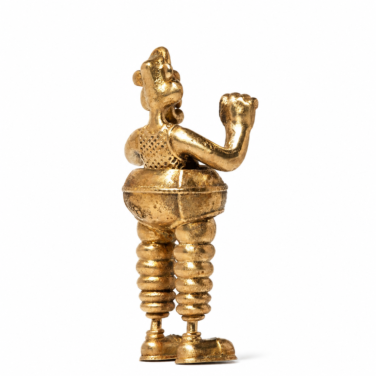 Right side view of Wallace in the Wrong Trousers miniature bronze figurine showing the bronze finish and sculpted pose.